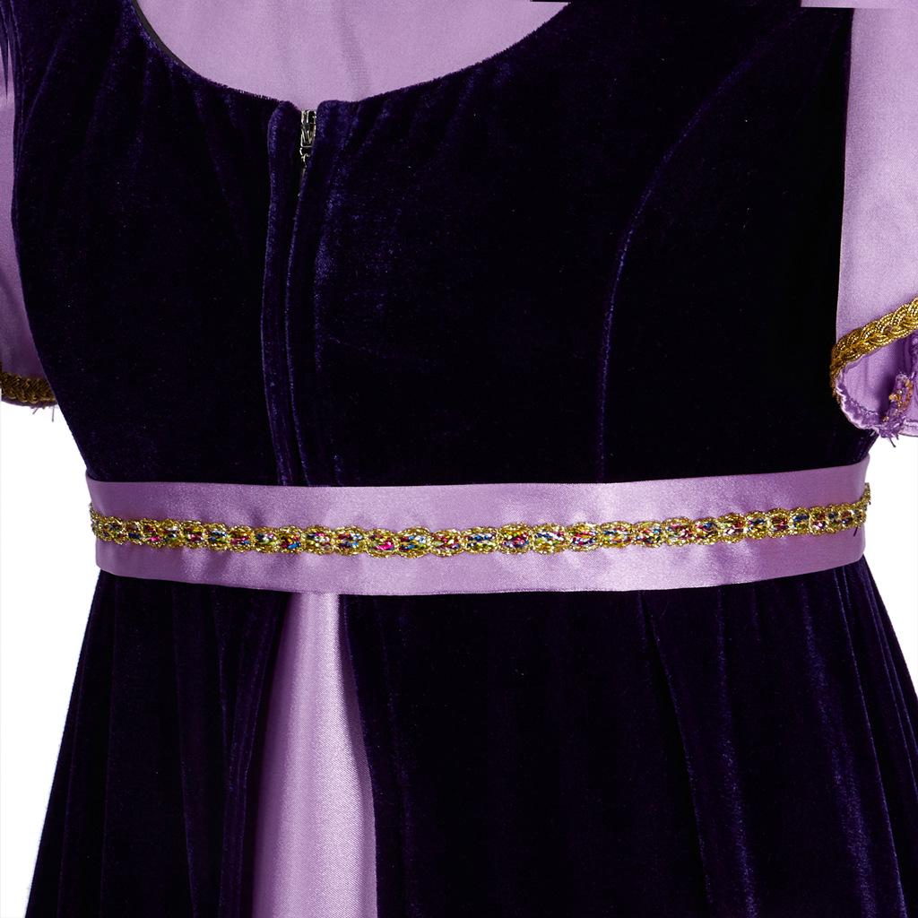 Bridgerton Inspired Gold Velvet Two-Piece Medieval Gown with Long Skirt for Stage Performance