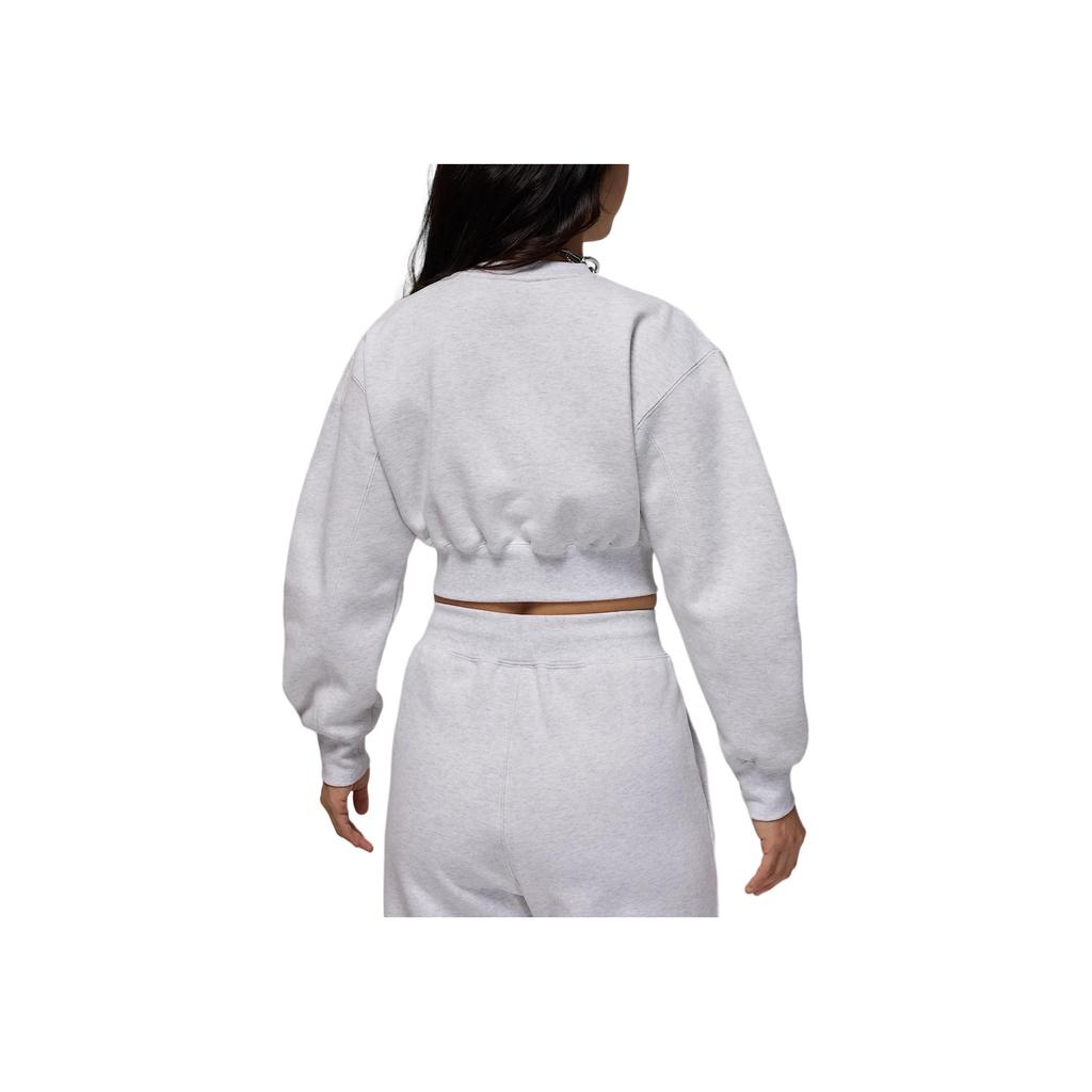 Nike Logo Cropped Long Sleeve Sweatshirt Women Tops Light-Gray FV7153-051