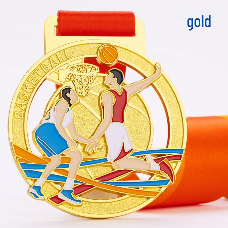 Bronze Basketball Commemorative Medal for School Sports Champion & Runner-up золотой