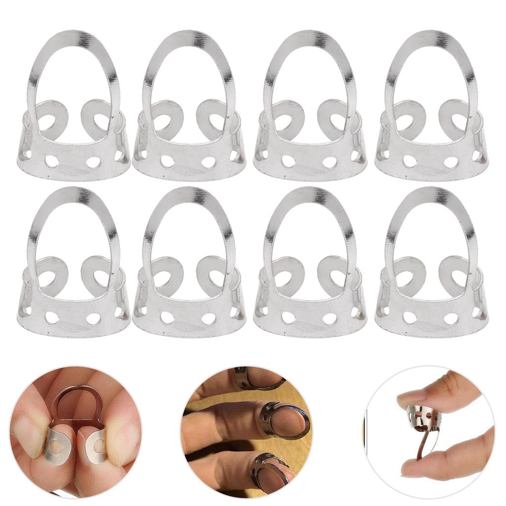 8Pcs Guitar Finger Picks Adjustable Hollow Stainless Steel Musical Instrument AccessoriesSilver