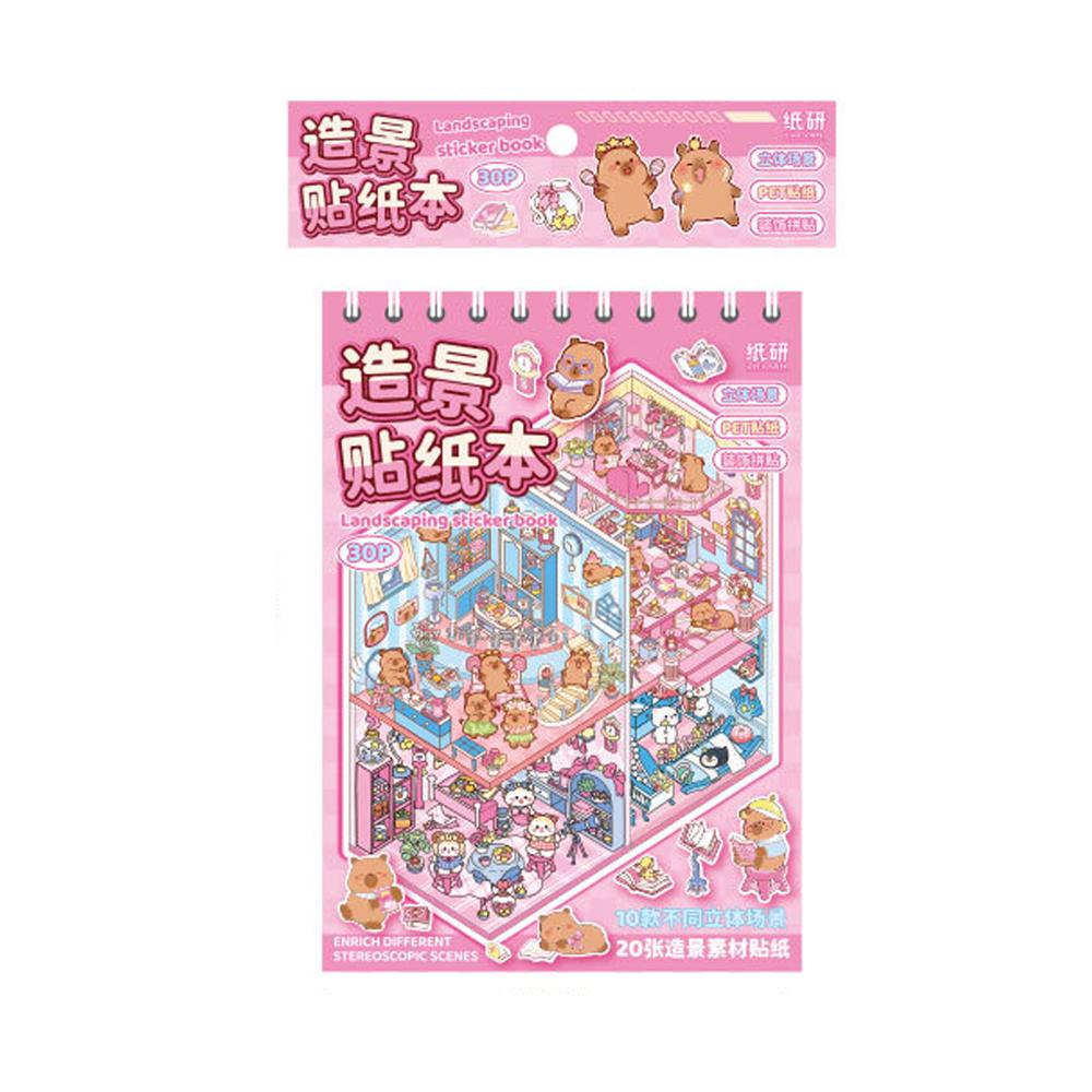 

3D Miniature Scene Sticker Book Set for Scrapbooking, PET Waterproof Paper Journal Stickers