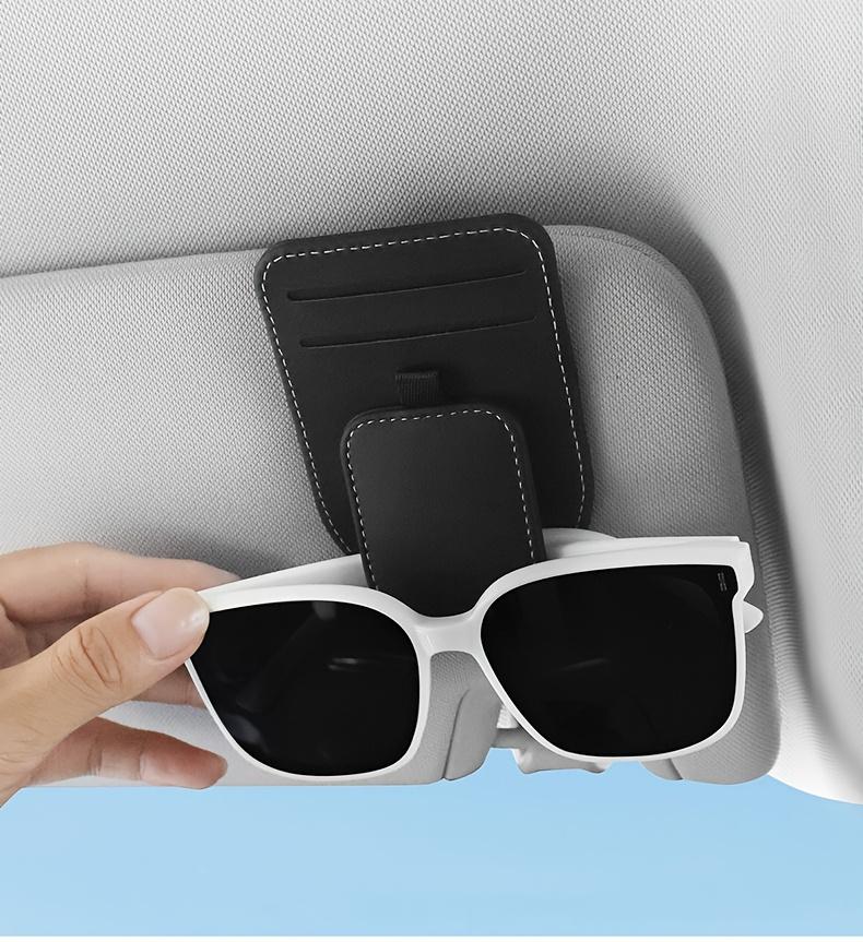 Car Sun Visor Glasses Clip with Dual Card Slot, Multifunction Sunglasses Holder and Interior Eyeglasses Storage Rack