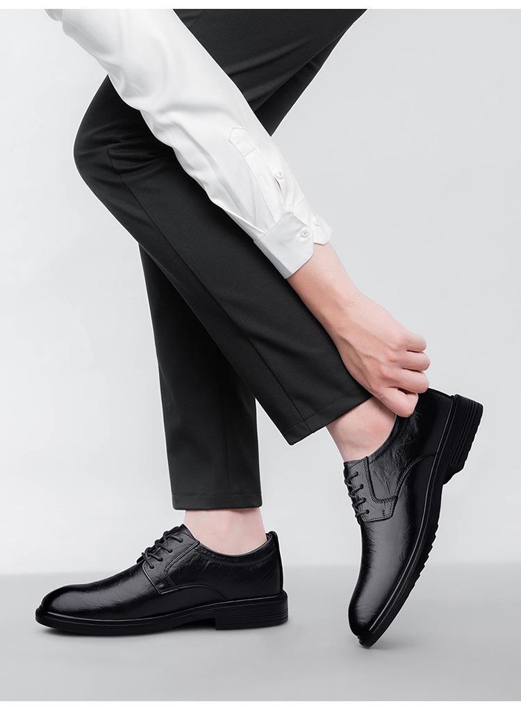 Men's Breathable Leather Formal Shoes - Spring/Summer Casual Cowhide Shoes with Warm Cotton.
