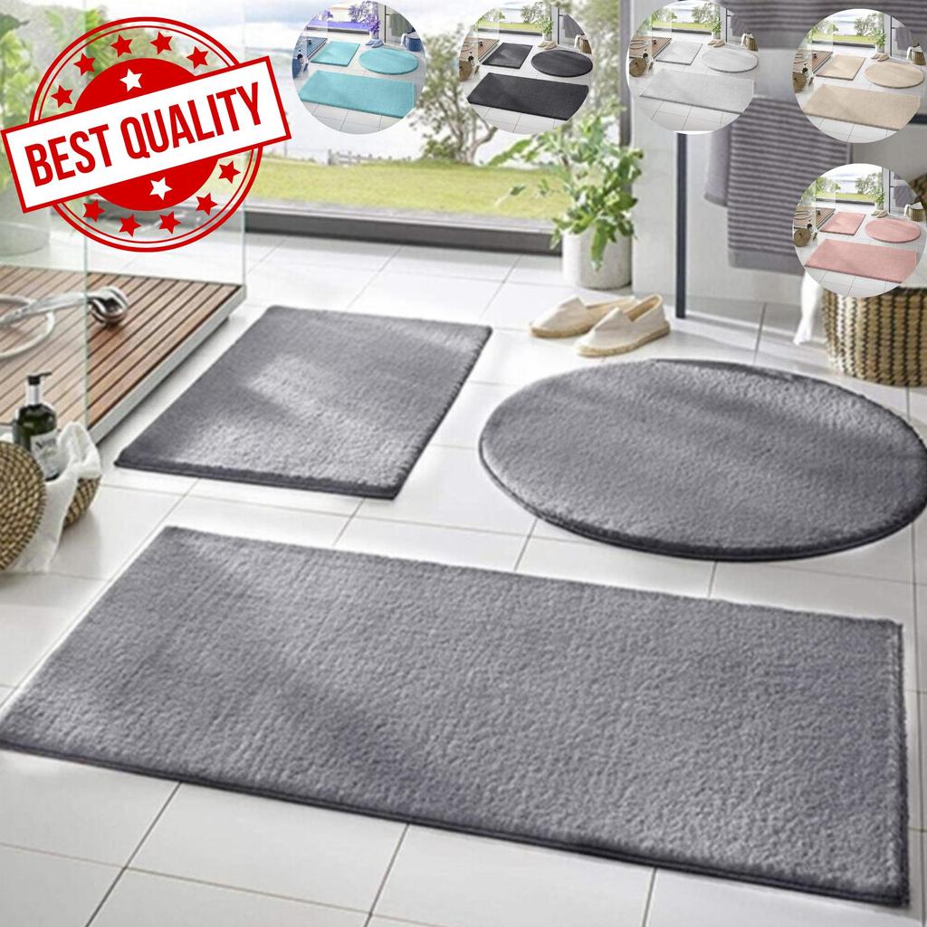 Buy Set of 3 Gel NonSlip Floor Post Plush Bath Mats +5 Color Options