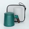 Cha Xun Green Ceramic Office Tea Cup with Wood Handle & Filter Gift Set