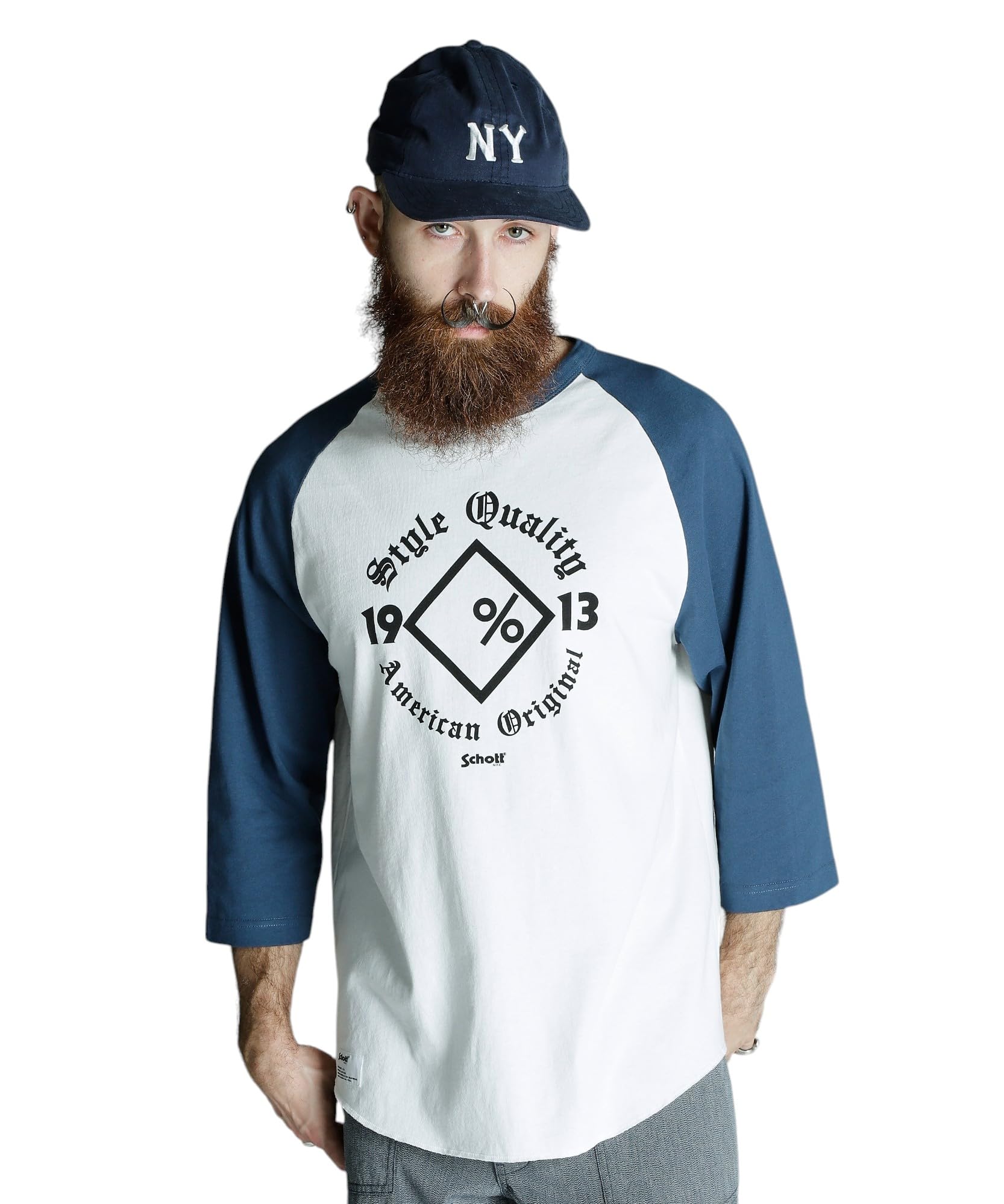 

Schott QS T-SHIRT DIAMOND Raglan T-Shirt, Men s XL, 120, Navy, 782-5130005