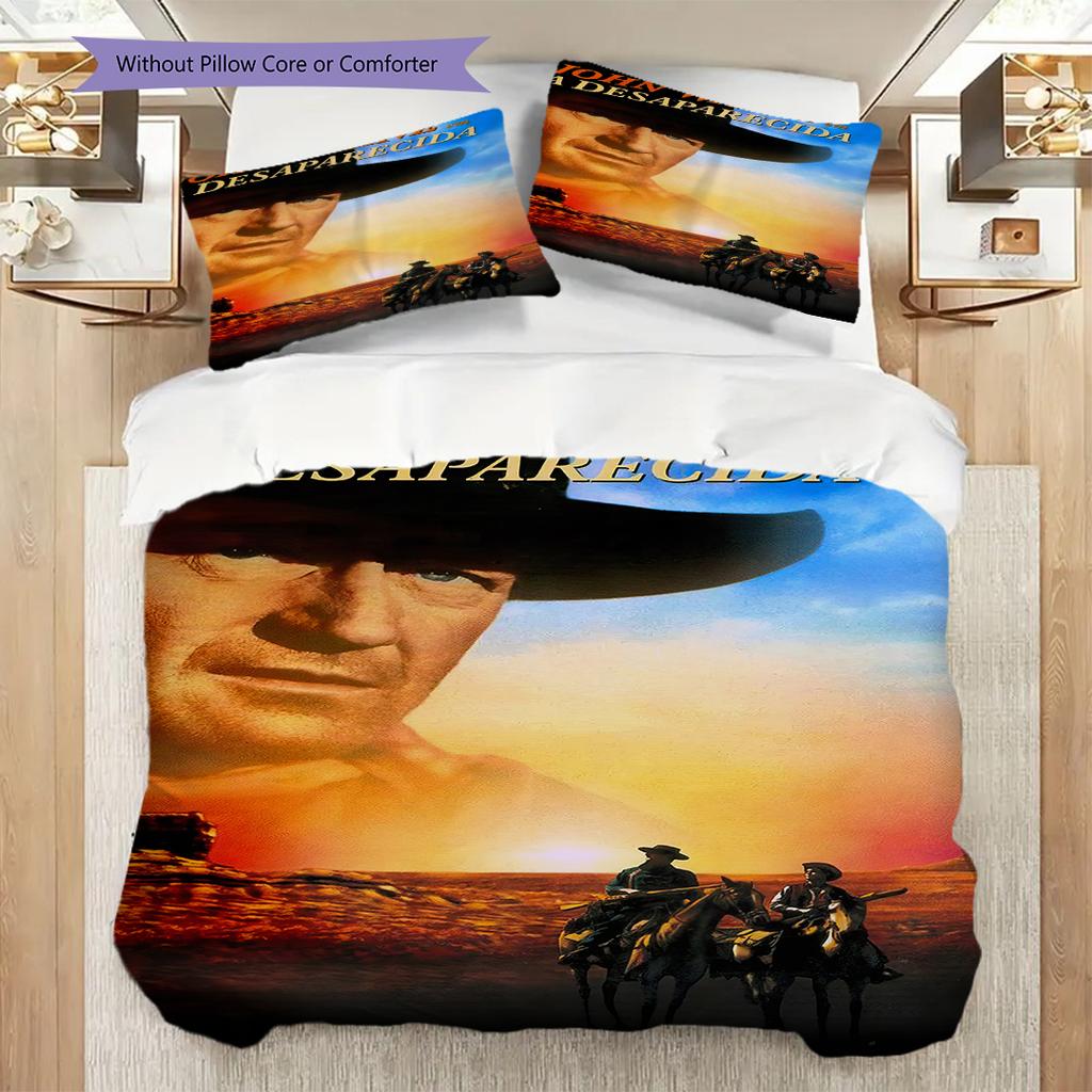 John Wayne's Retro Western Movies bedding, duvet cover, pillowcase, home decoration, birthday gift (1 * duvet cover+2 * pillowcase, coreless)