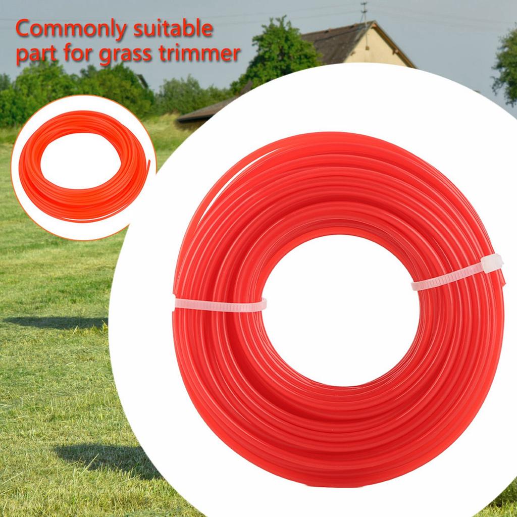 Rund Trimmersnøreline for Gressklipper Ryddesag Kantklipper Strimmer Rød 2,4 mm*15 m