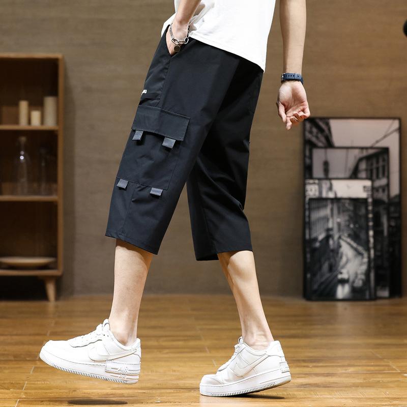Men's Ice Silk Loose Casual Shorts Summer Sportswear Seven-Foot Pants Comfortable Breathable Men's Leisure Trousers