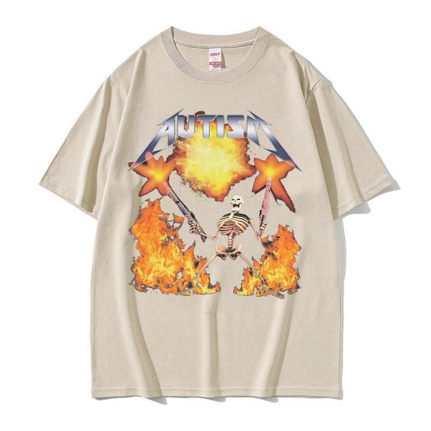 

Autism Skeleton T Shirt Human Funny Skull Women Harajuku Gothic Vintage T Shirts Summer T-shirt Streetwear M