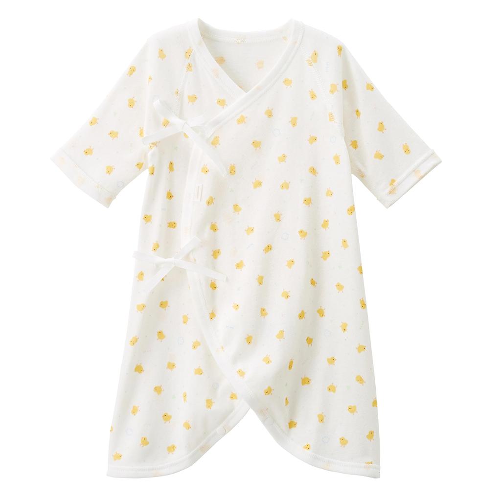 MIKI HOUSE Combi Baby Chick Made In for Boys and Underwear, Pattern, 100% Cotton, Japan, Girls, Newborn, 50cm, White, 40-2321-389