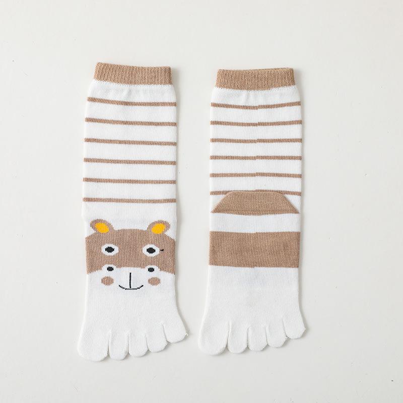 

3 пары детских носков с пальцами для детей 3-12 лет для девочек и мальчиков, носки с пятью пальцами на осень и зиму, высокие хлопковые носки до середины голени, милые мультяшные каваи 7-12y