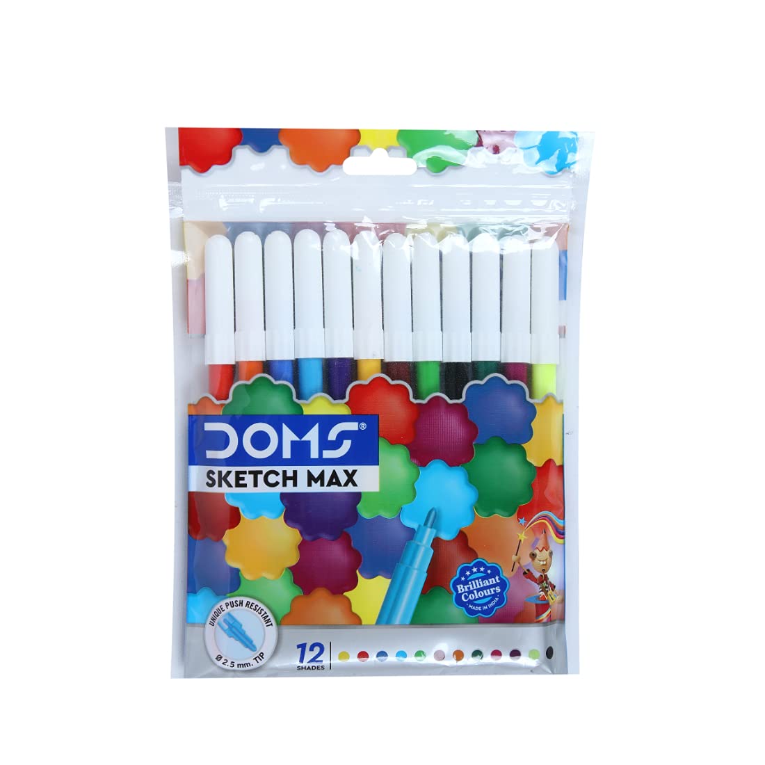 

DOMS Sketch Max 12 Shades Non Toxic Water Colour Sketch Pens Pack of 1 for Kids Drawing and Colouring Set Art Kit