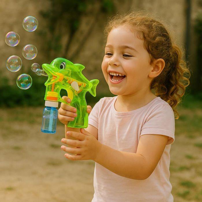 Plastic Dolphin Bubble Gun with 2 Refills Ideal for Children Outdoor Game