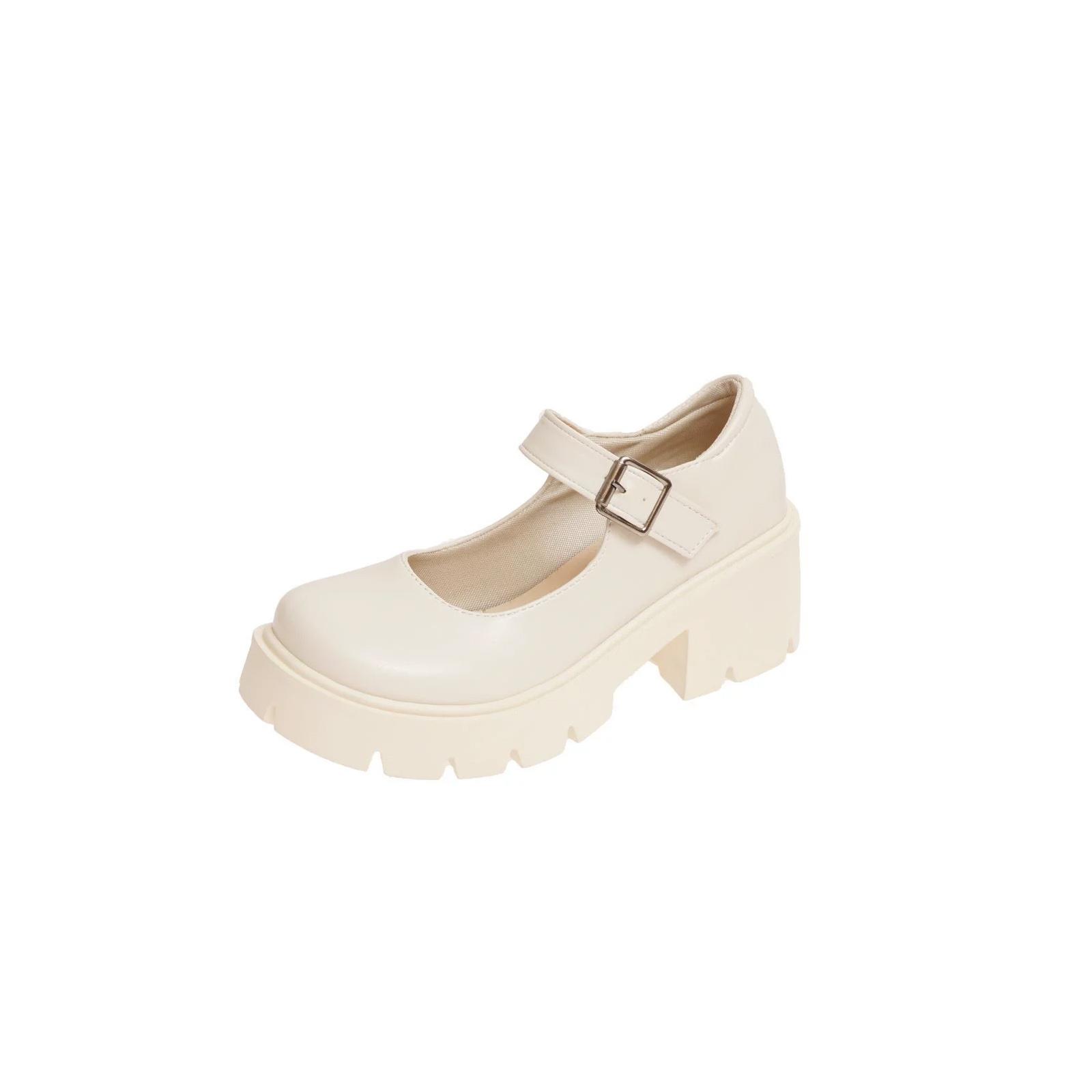 

Summer Japanese Spring/Summer JK Uniform Shoes Height Increase Thick Bottom Student Mary High Heels Retro Single Shoes English 43 бежевий