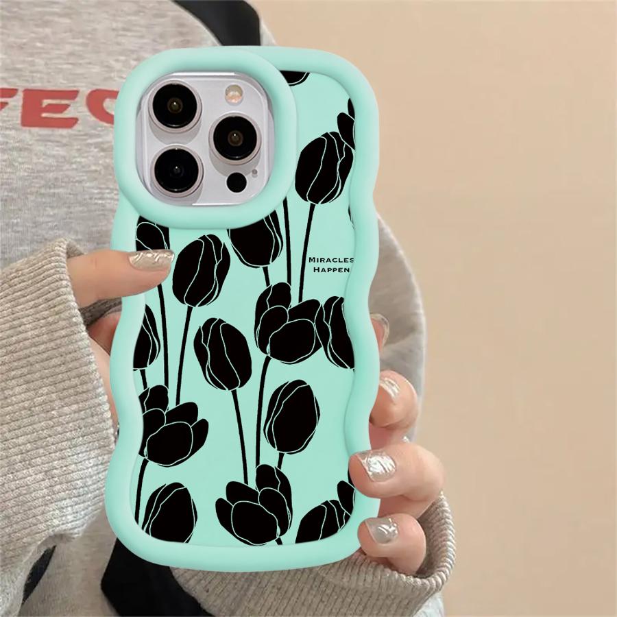 Case for iPhone 12 14 13 11 16 Pro Max 15 Plus 17 Air XR 8 Soft Phone Cover Plant Flower