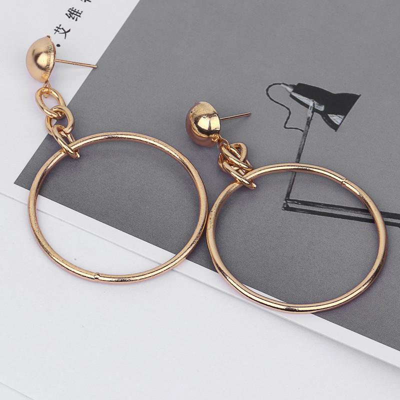 Circle Unique Gold Earrings Geometric Shape For Women Fashionable