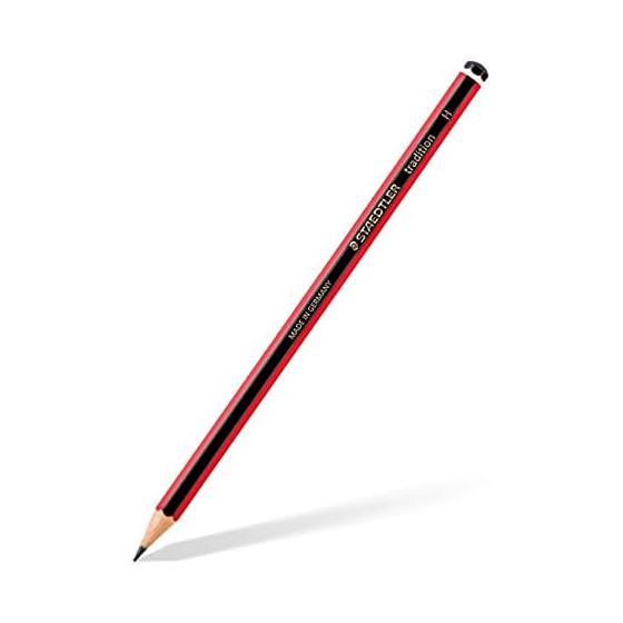 Staedtler Tradition HB Pencils, 12-Pack, General Use Pencils for Writing, Drawing, Sketching, Red/Black Design, PEFC Certified Wood, European Style,