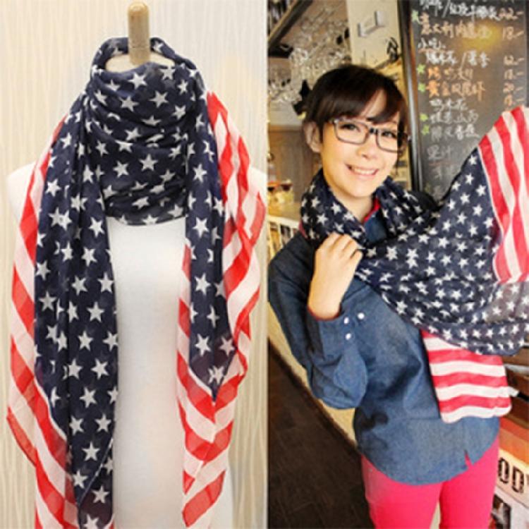 US Flag Wrap Shawl Patriotic Scarf for Festival Party Holiday Celebration Scarf