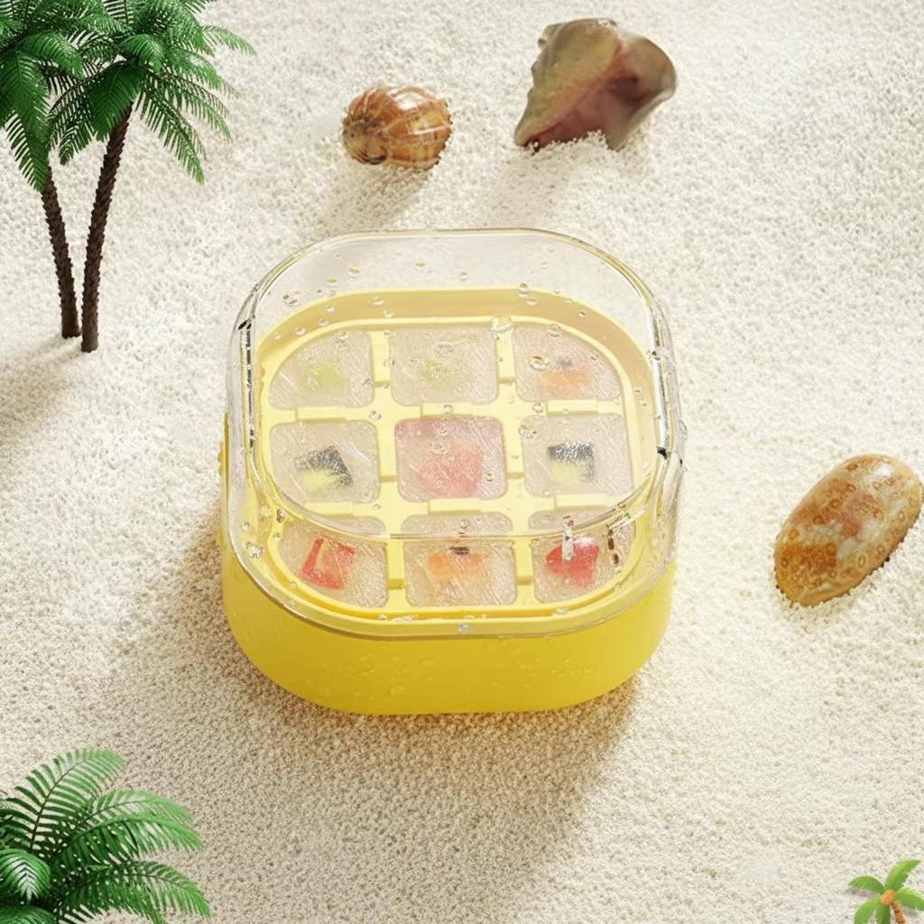 Mini Household Ice Cube Tray with Press Button Quick Release 9 Compartment Mold for Freezing Ice Cubes Easy to Use Durable Plastic Material