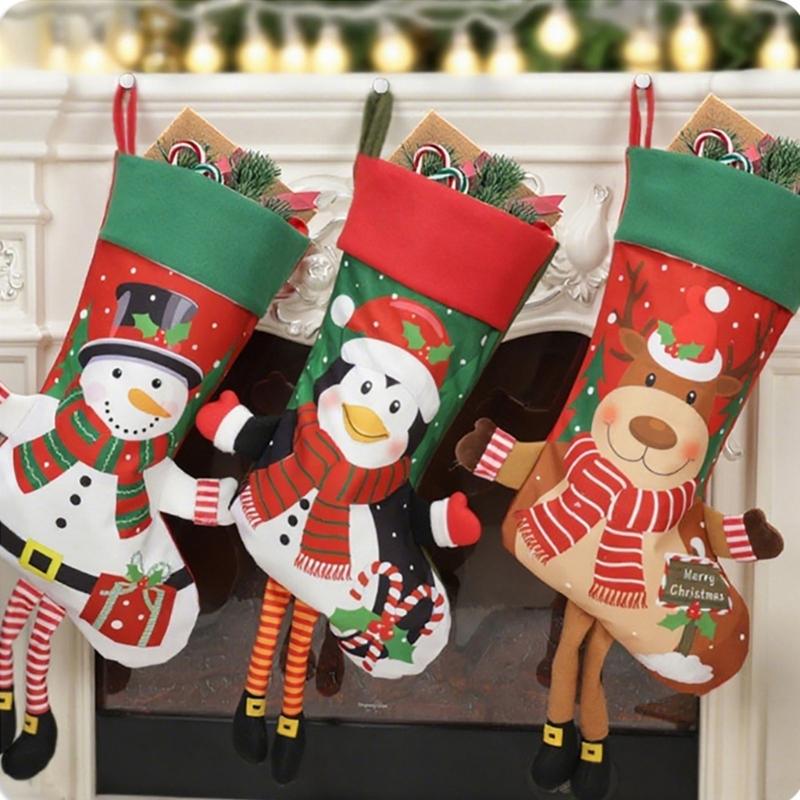 Vánoční stromeček Závěsná punčoška Přívěsek Cukroví Dárková taška Vánoční ozdoba Ponožka pro rodinu Domácí dekorace