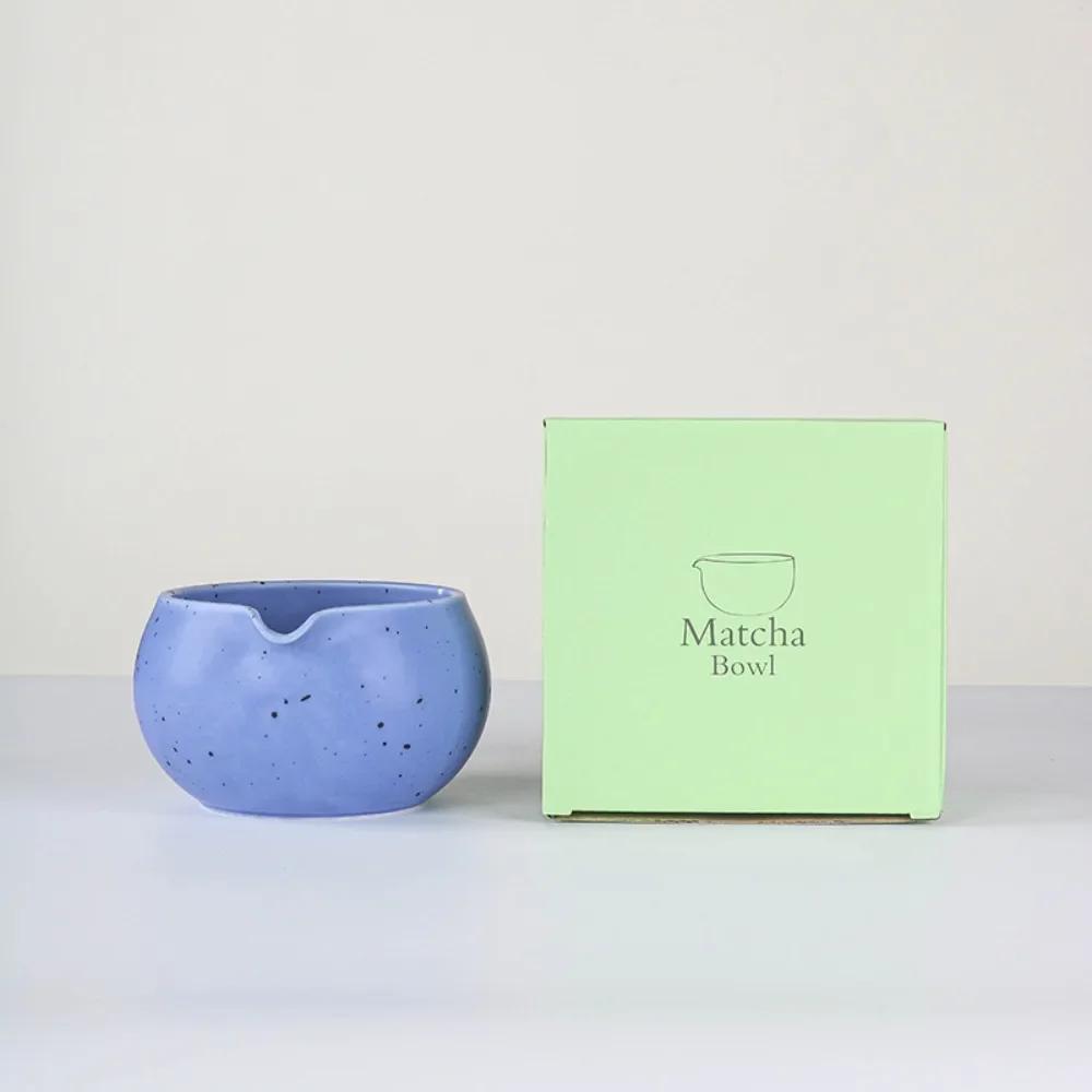 1-8 Ceramic Matcha Sand Dot Small Round Bowl With Pouring Spout Smooth Matcha Whisk Holder Reusable Matcha Making Kit Tea Lovers