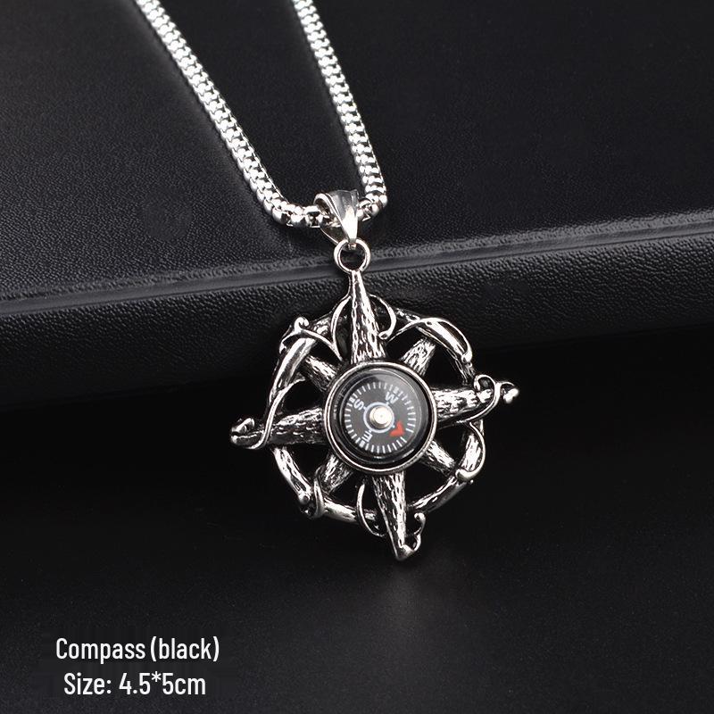 Trendy Six-Pointed Star Pendant Titanium Steel Necklace for Men & Women - Hip Hop Style Sweater Chain Jewelry.