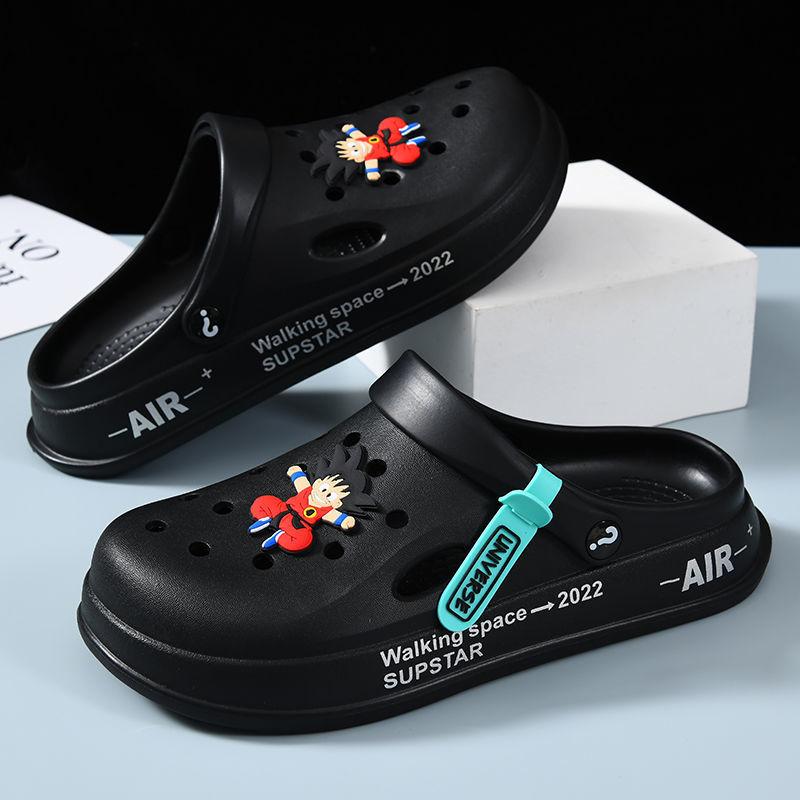 Hole Shoes Men's New Year Couple Platform Slippers Bag Head Sandals Non-slip Casual Soft-soled Beach Shoes Men