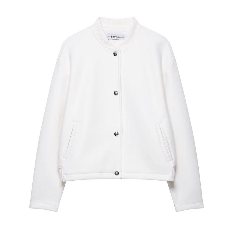 

Araltay New Arrival Fashion Style Women s Clothing Fashionable Golden Button Soft Pilot Jacket Outwear 4968022 White L