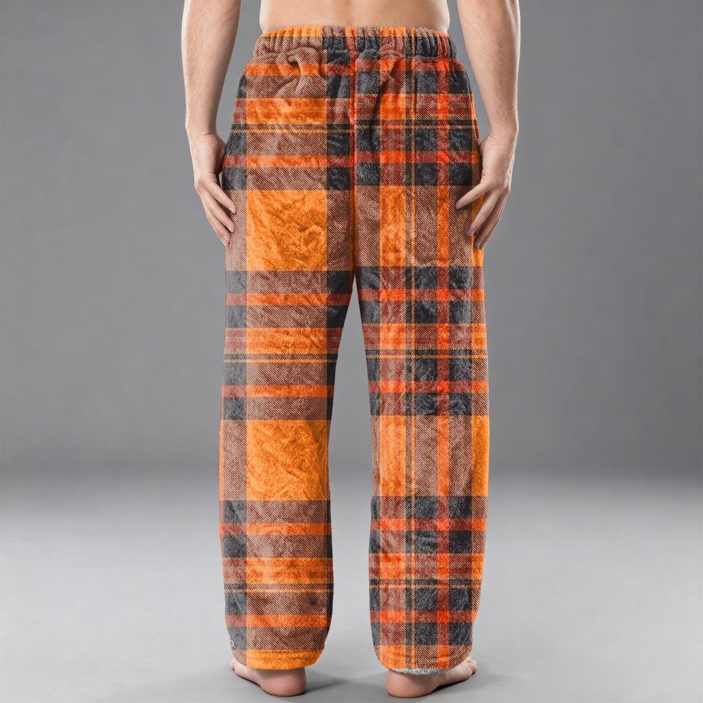 Herren Flanell Taschen Freizeithose, Bedruckte Taschen Freizeithose, Schlafhose für Zuhause