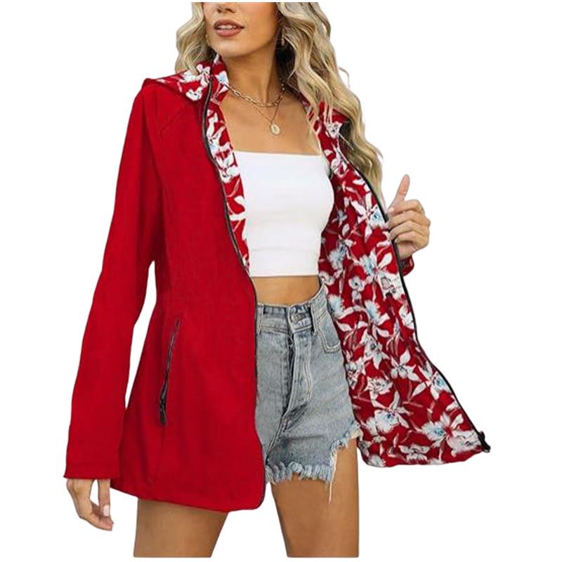 Giacca a Vento da Donna Reversibile Autunno 2024 con Stampa e Zip - Giacca Moda Coreana Giapponese
