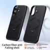 For iPhone 17 Case Compatible with MagSafe PC + TPU Phone Cover Ring Holder Carbon Fiber Texture