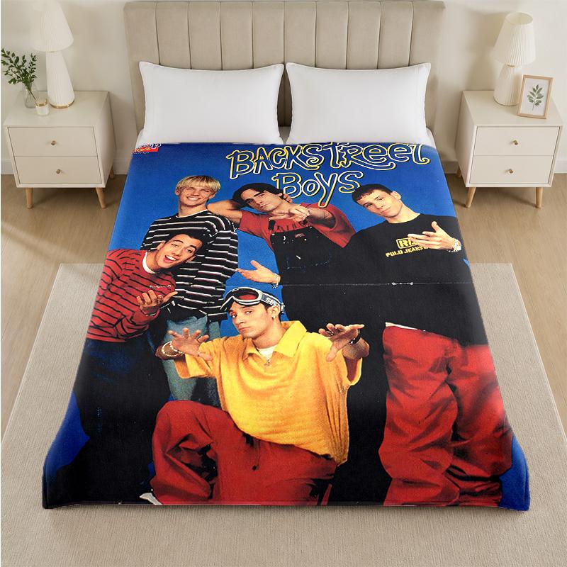 Backstreet Boys Print Flannel Blanket Cozy Warm Plush Throw Blanket For Bed Sofa Couch Indoor Household Use