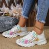 Fashion Women's 2024 New Fashion Mesh Plant Print Breathable Slip-on Casual Sneakers