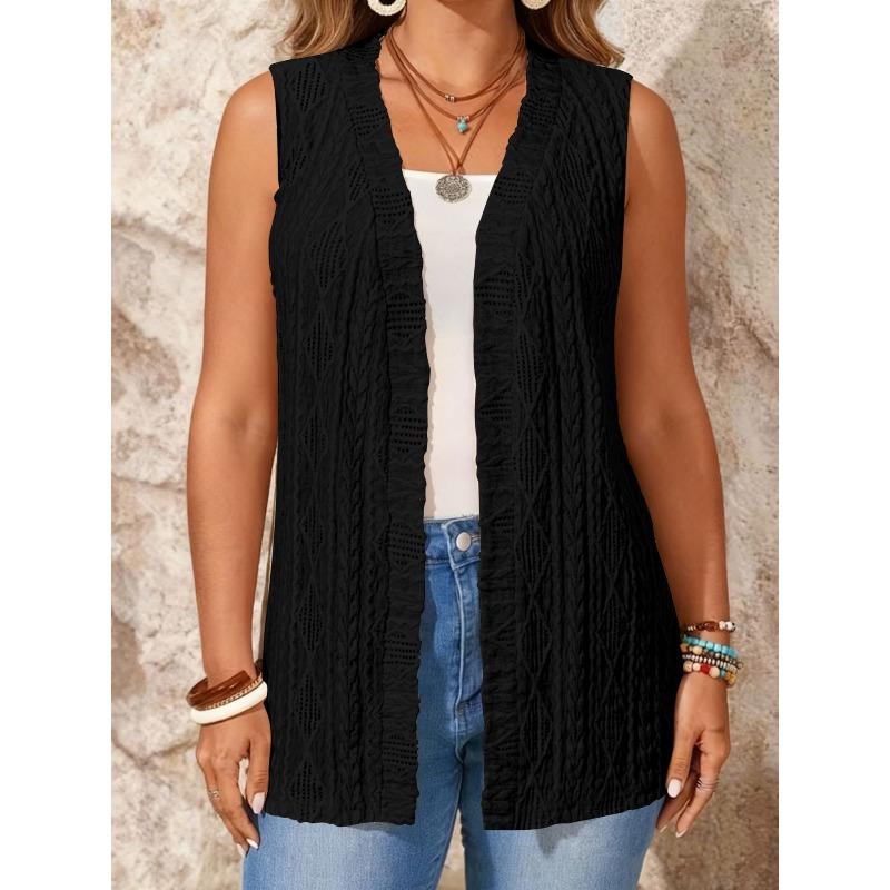 DICFY Women's Vintage Casual Solid Color Print Autumn Winter Sleeveless Jackets & Coats