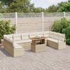 VidaXL Ensemble de canapé de jardin 11 pièces avec coussins en rotin poly beige 3349763
