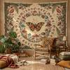 Cottagecore Celestial Butterfly Tapestry, Retro Mushroom & Moon Print with Snails, Bohemian Wall Art for Nature & Witchy Homes