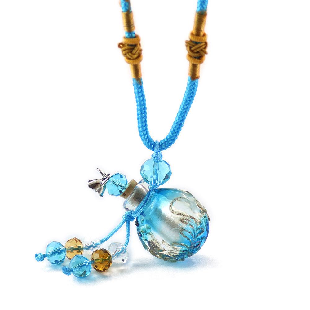 1PC Murano Glass Perfume Baroque Necklaces Essential Oil Vials Aroma Perfume Bottle Necklace