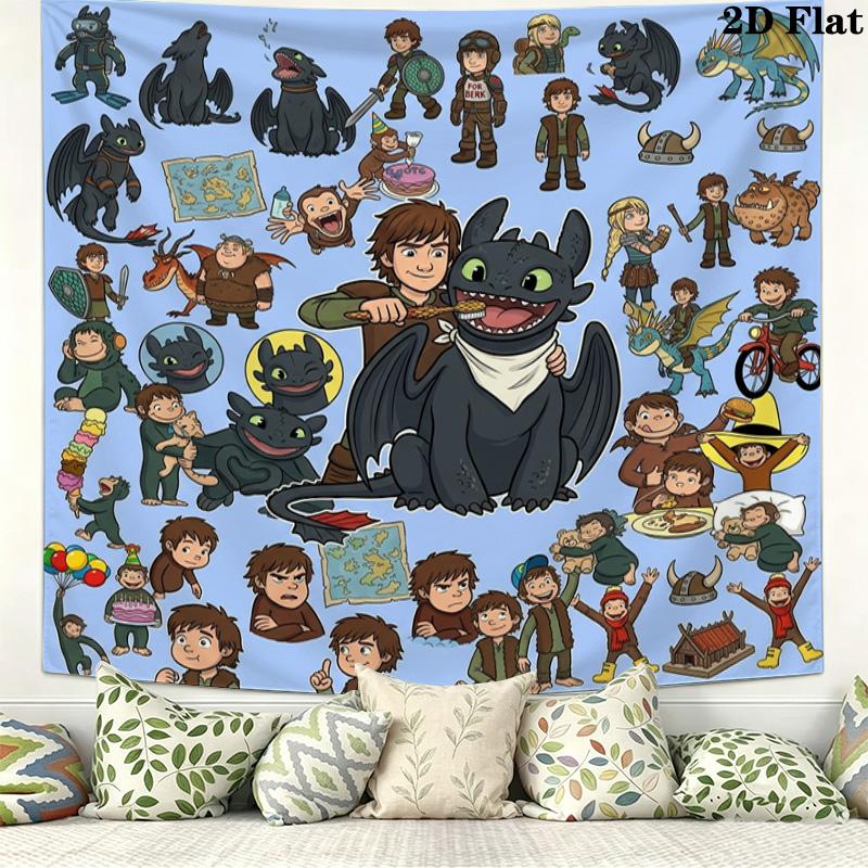 How Train Dragon Wall Tapestry Aesthetic Wall Hanging Printed Fabric Blanket Decorative Tapestries For Bedroom Living Room Home Decor