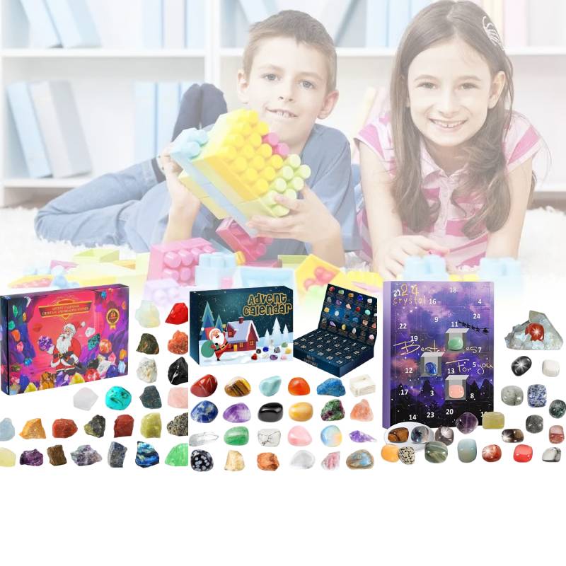 Christmas Advent Calendar Natural Crystal Gemstones Collection Box 24 Days Count