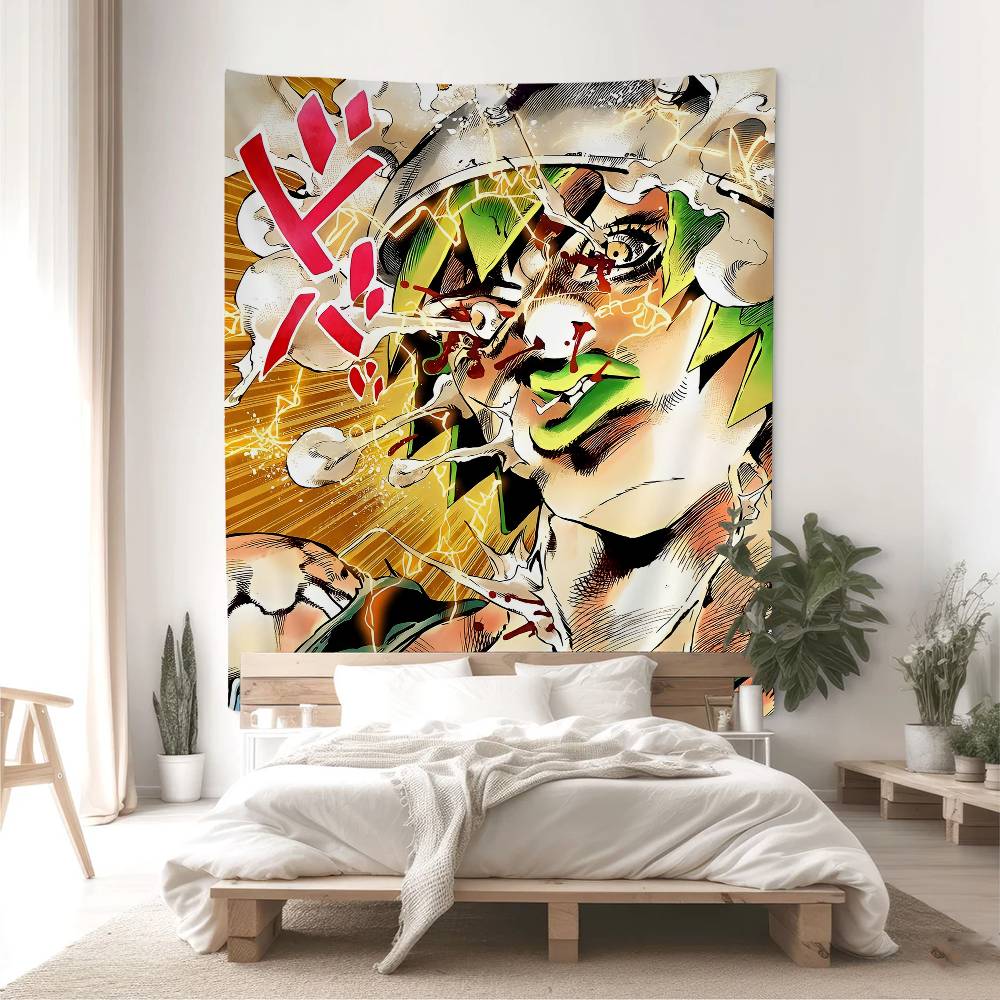 Anime JoJo Bizarre Adventure Retro Tapestry Art Printing Cheap Hippie Wall Hanging Wall Tapestries Mandala Art Home Decor