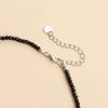 Black Crystal Beaded Necklace with Heart Pendant Adjustable Length Choker Stylish Neckchain for Fashionable Women