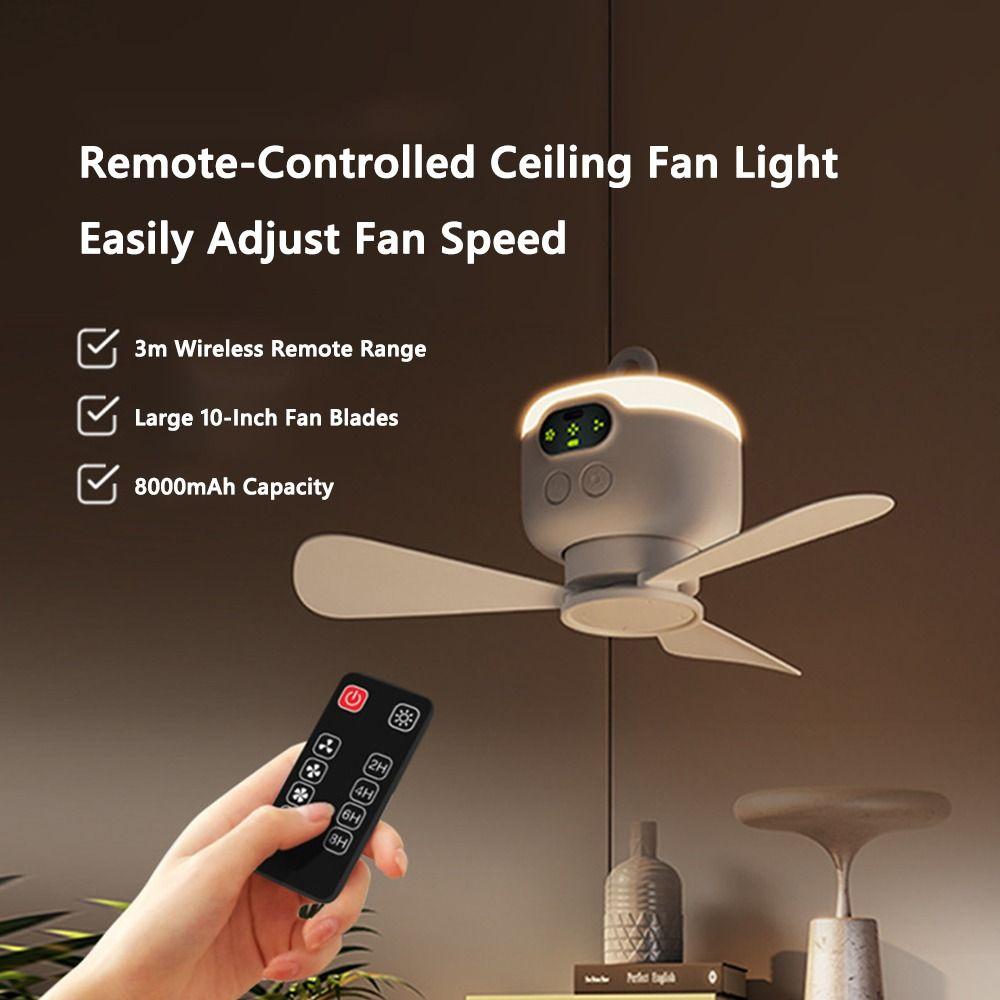 

Remote Control Camping Tent Fan 8000mAh Hanging Fan Outdoor Camping/Bedroom/Travel