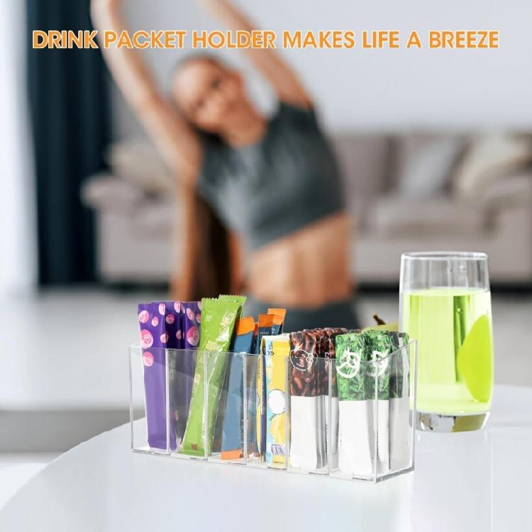 Anpassbarer 6-Fächer Klarer Behälter Verstellbare Trennwände Aufbewahrungs-Organisatoren für Getränkepäckchen Küchenarbeitsplatte