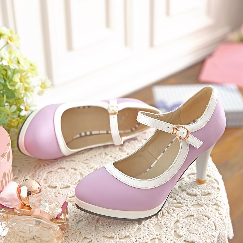 Chaussures simples à talons hauts pour femmes, chaussures de printemps et d'automne à plateforme imperméable à talons épais, grande taille, chaussures basses à bouche peu profonde