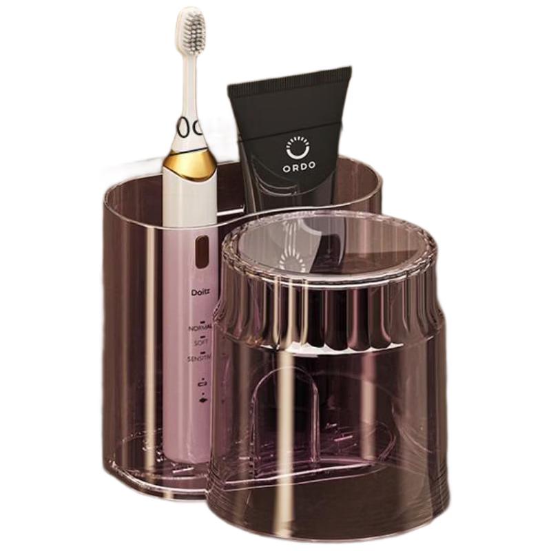 GongShuShi Pink Suction Cup Toothbrush Holder with Mouthwash Cup