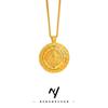 Luxury 24K 9999 Pure Gold real gold Women's Rotatable Three-Circle Yellow God of Wealth Pendant Rotatable Pendant Necklace