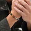 Vnox Men's Stainless Steel Beaded Bracelet with Natural Stone, Cool Hip Hop Adjustable Bracelet, Metal Beads Jewelry Accessories