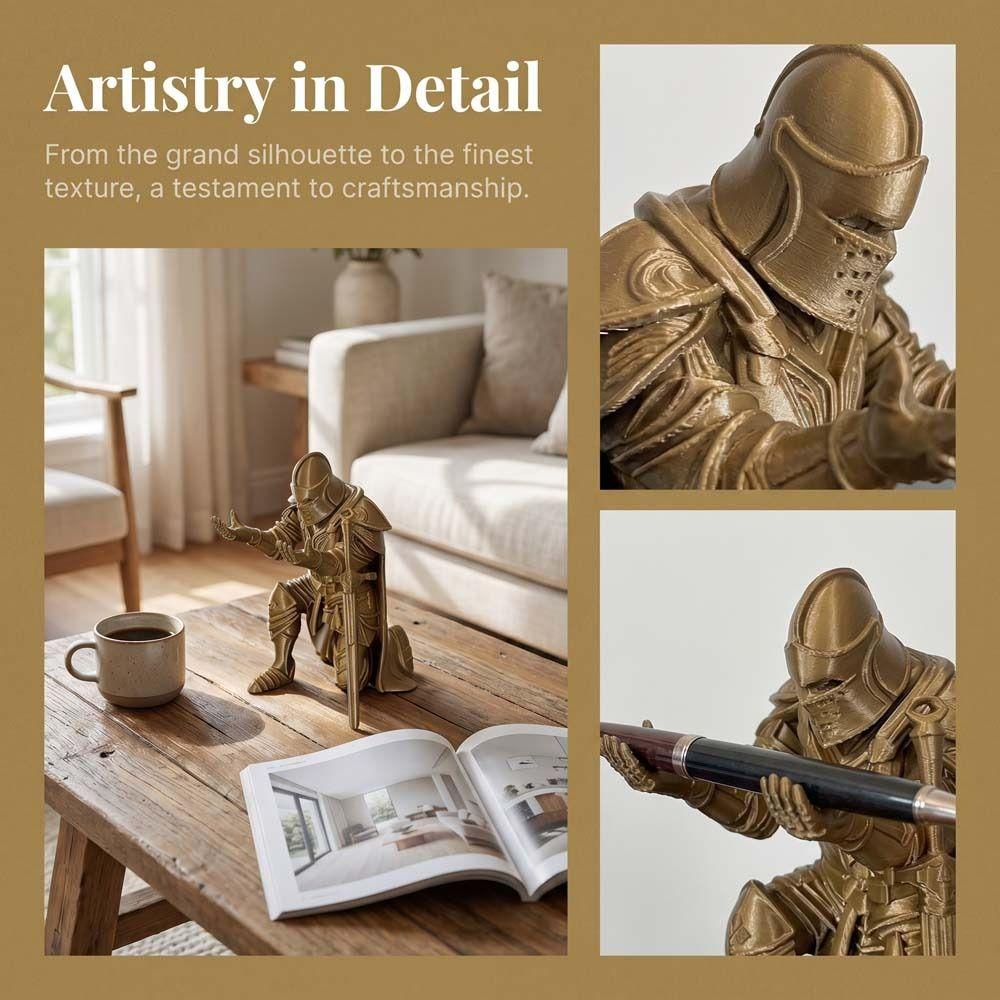Funny 3D Printing Knight Ornaments Creative Desktop Accessory Kneeling Knight Pen Holder Office