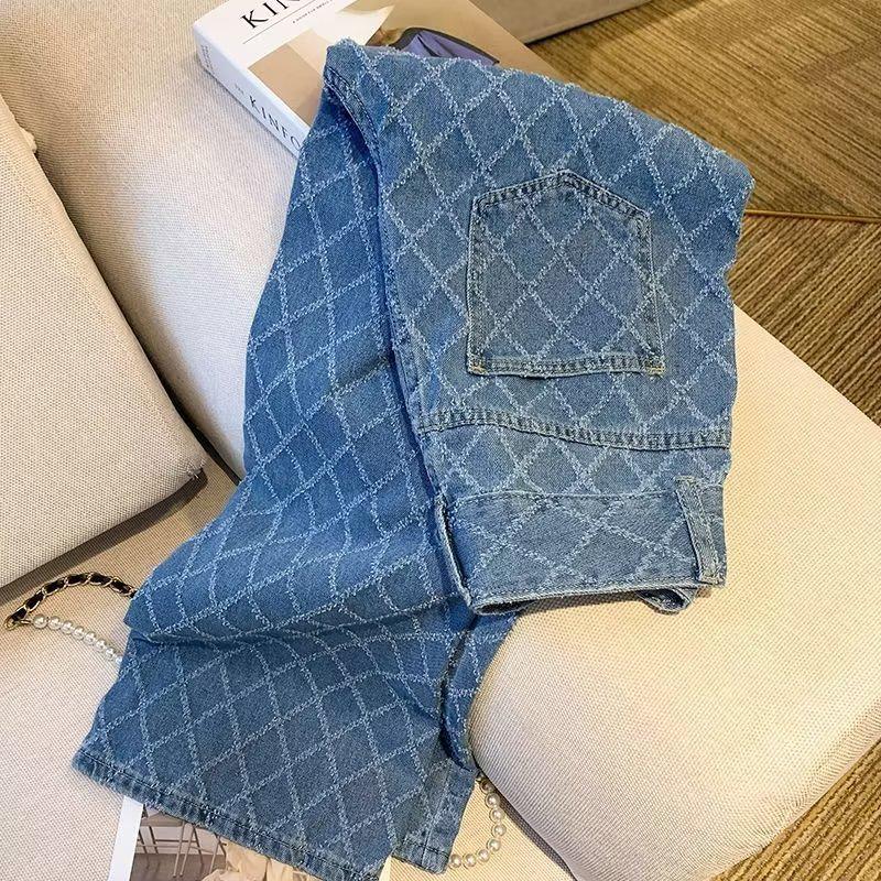 Jeans de Cintura Alta Rectos para Mujer, Primavera 2024, Corte Holgado, Azul